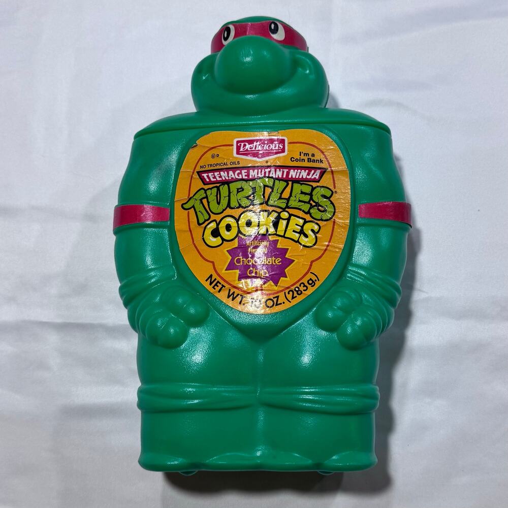Vintage 1990 TMNT Donatello Cookie Jar Coin Bank Plastic Delicious Purple Mask